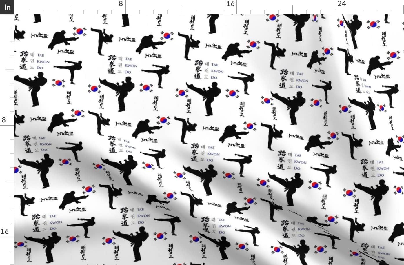 Spoonflower Fabric - Taekwondo Martial Arts Korean Fitness Health Sports Printed on Organic Cotton Sateen Fabric by The Yard - Sewing Quilting Apparel Home Decor
