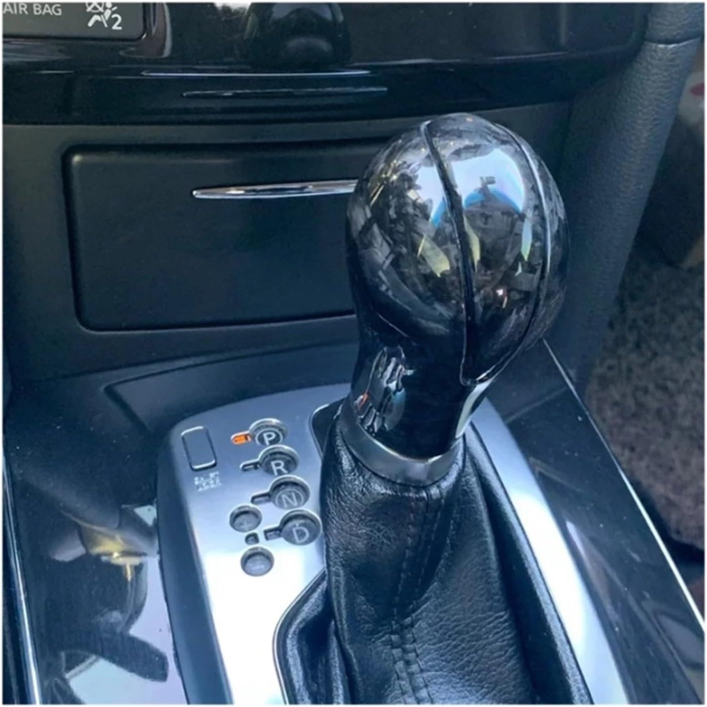 Gear Shift Knob Compatible For Nissan Patrol Y62(Leather and carbon)