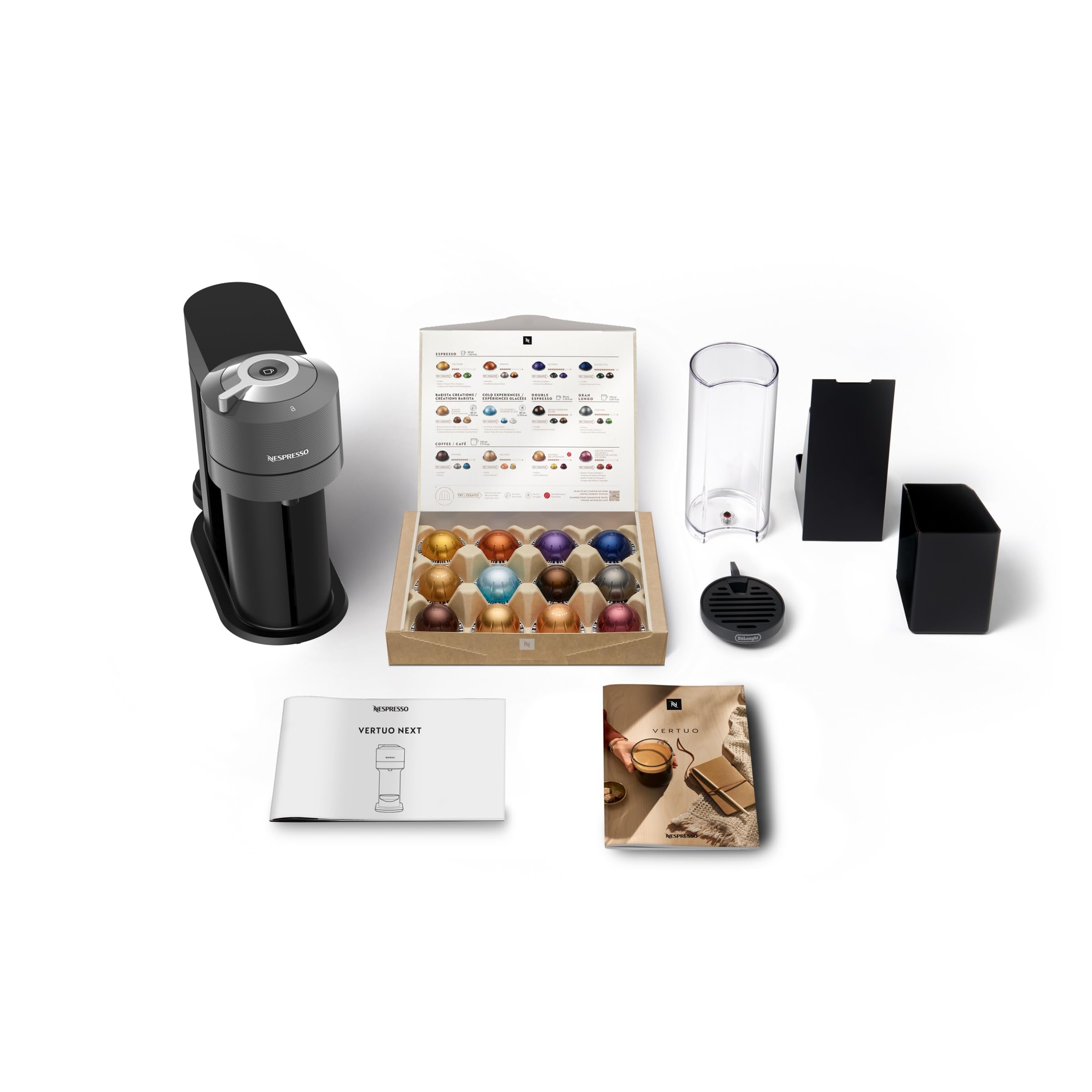 Nespresso Vertuo Next ENV120.GY Macchina del Caffè compatibile con le NUOVE CAPSULE NESPRESSO con Tecnologia Centrifusion, Serbatoio acqua 1L, Grigio