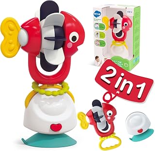 HOLA Baby High Chair Toys & Rattle Station with Suction Cup, 2-in-1 Developmental Tray Toy for Early Learning, Newborn Toy Gifts for 6, 9, 12, 18, 24 Months, 1 2 Year Olds, Boys Girls, Fish