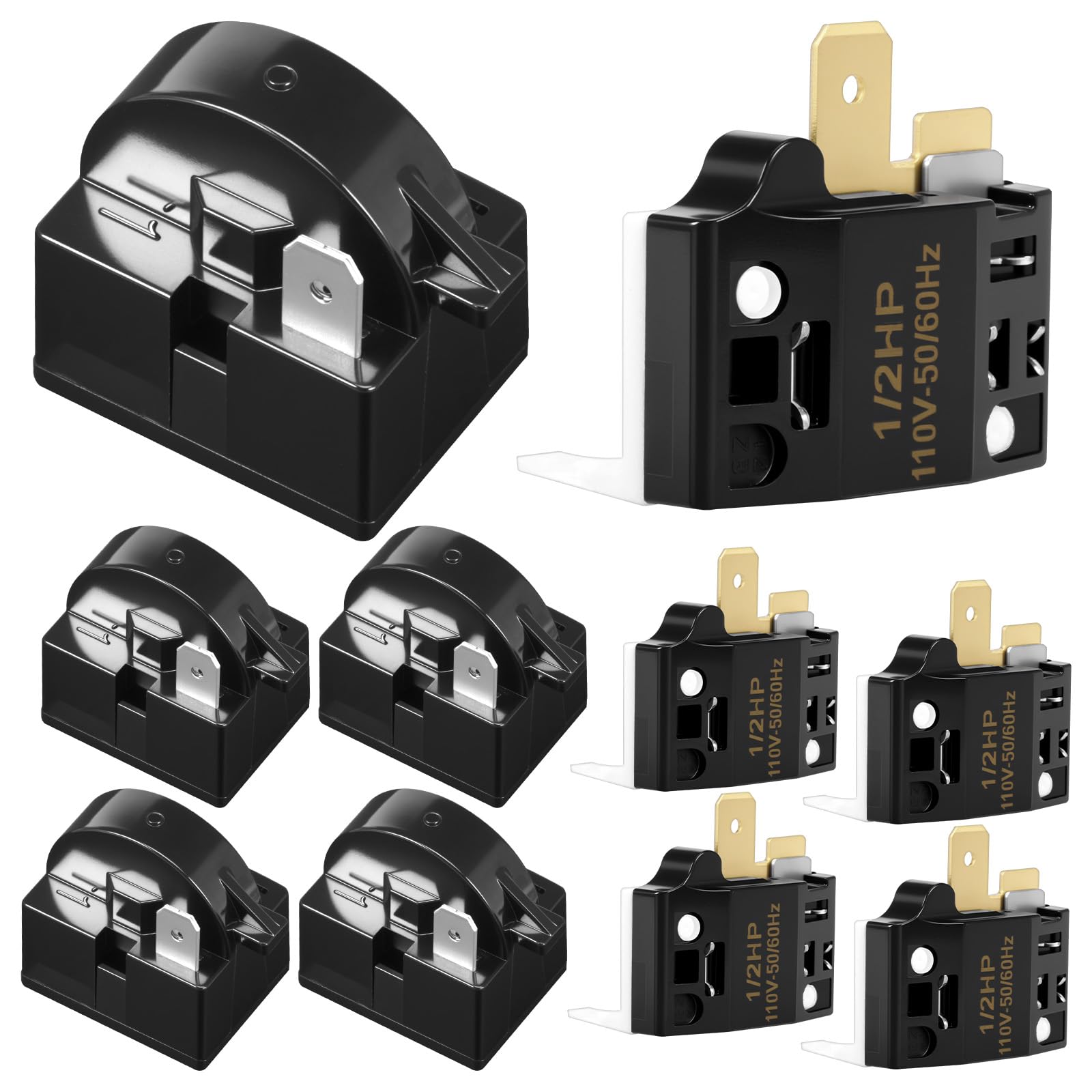 Photo 1 of 10Pack QP2-4.7 PTC 4.7 Ohm Starter Relay 1 Pin Refrigerator Starter Relay and 6750C-0005P Overload Protector Kit Compatible with Mini Fridges and Coolers, for LG Compressor and Freezers