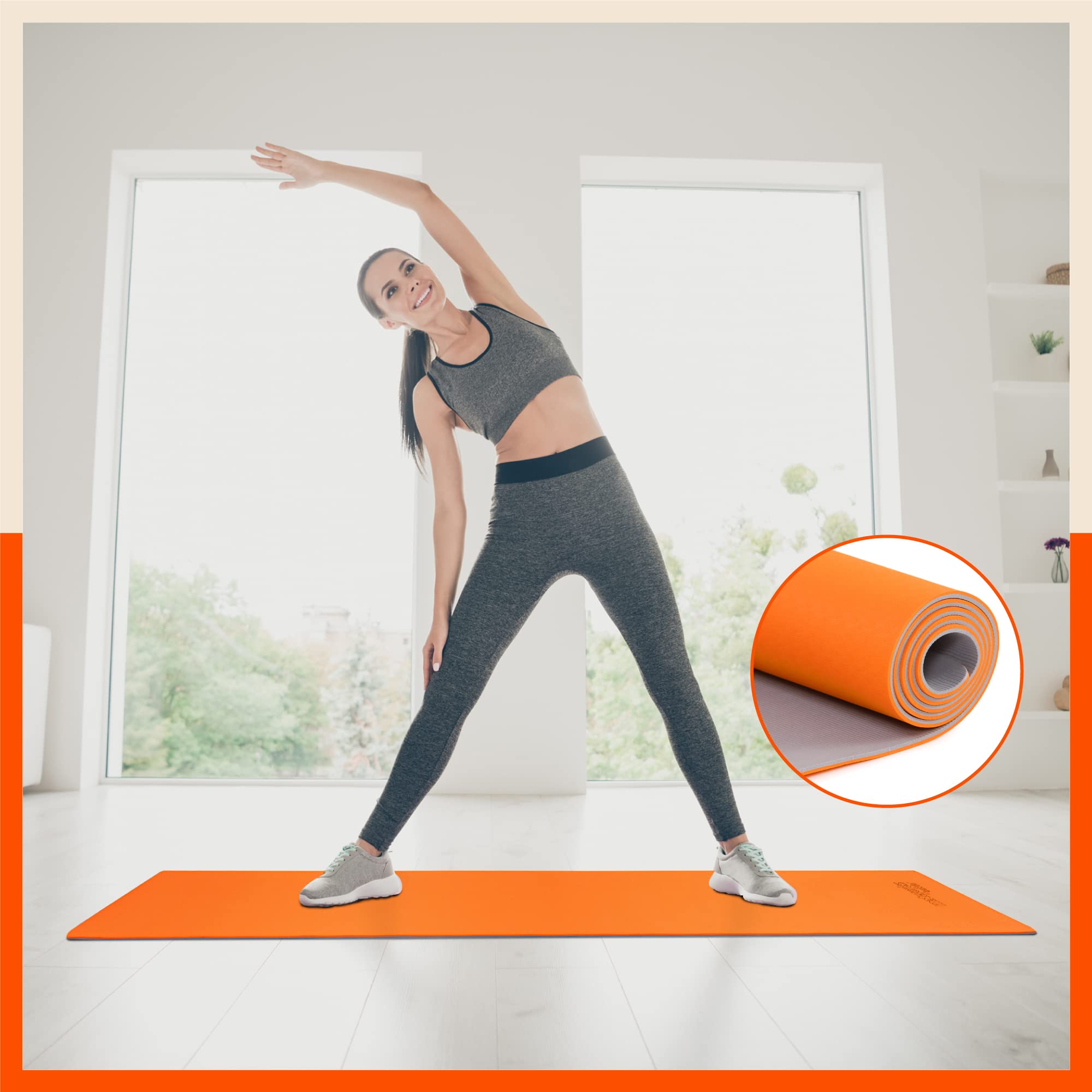 Matworks by Bathla – Moksh Premium Yoga Mat with Carry Bag |Anti-Slip & Reversible|Orange & Grey (Size: 24” x 72” Thickness: 6mm) (B09MQWJ3J8) Amazon Price History, Amazon Price Tracker