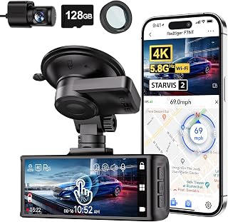 REDTIGER 4K STARVIS 2 Dashcam Auto Vorne Hinten und CPL,Touchscreen 3,18 Zoll,Sprachsteuerung,Dash Cam Auto 5.8GHz WiFi 6,GPS,Kostenlose 128GB Karte,2160P UHD-Nachtsicht,Notfall-Sperre