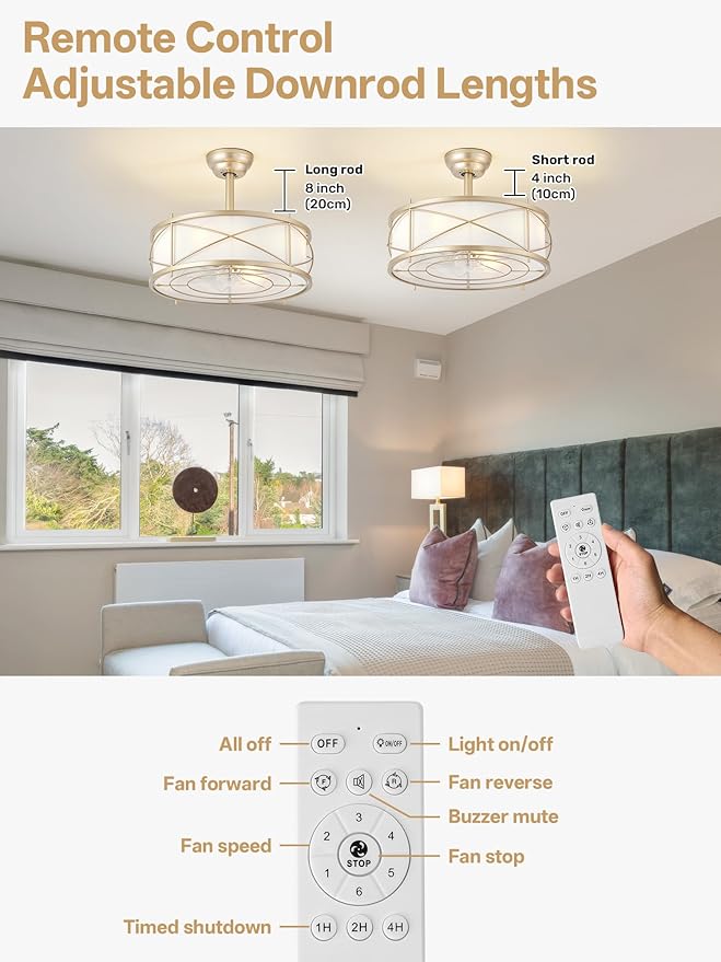 Ventilador de Techo 20 Pulgadas Con Luz y Control Remoto 6 V miniatura 3