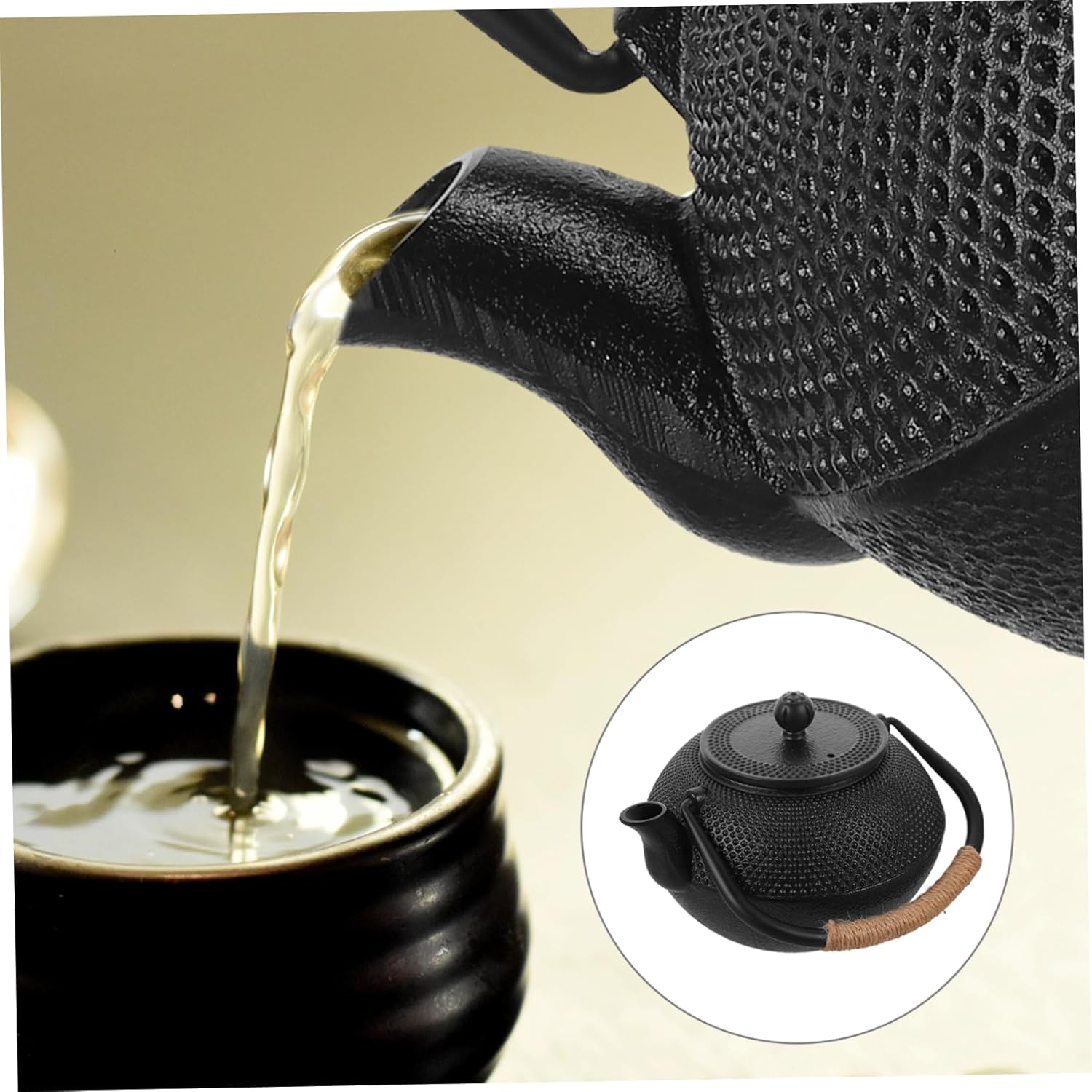 Veemoon Large Capacity Cast Iron Teapot Japanese Stovetop Safe Metal Tea Pot 1.2l for Tea Parties