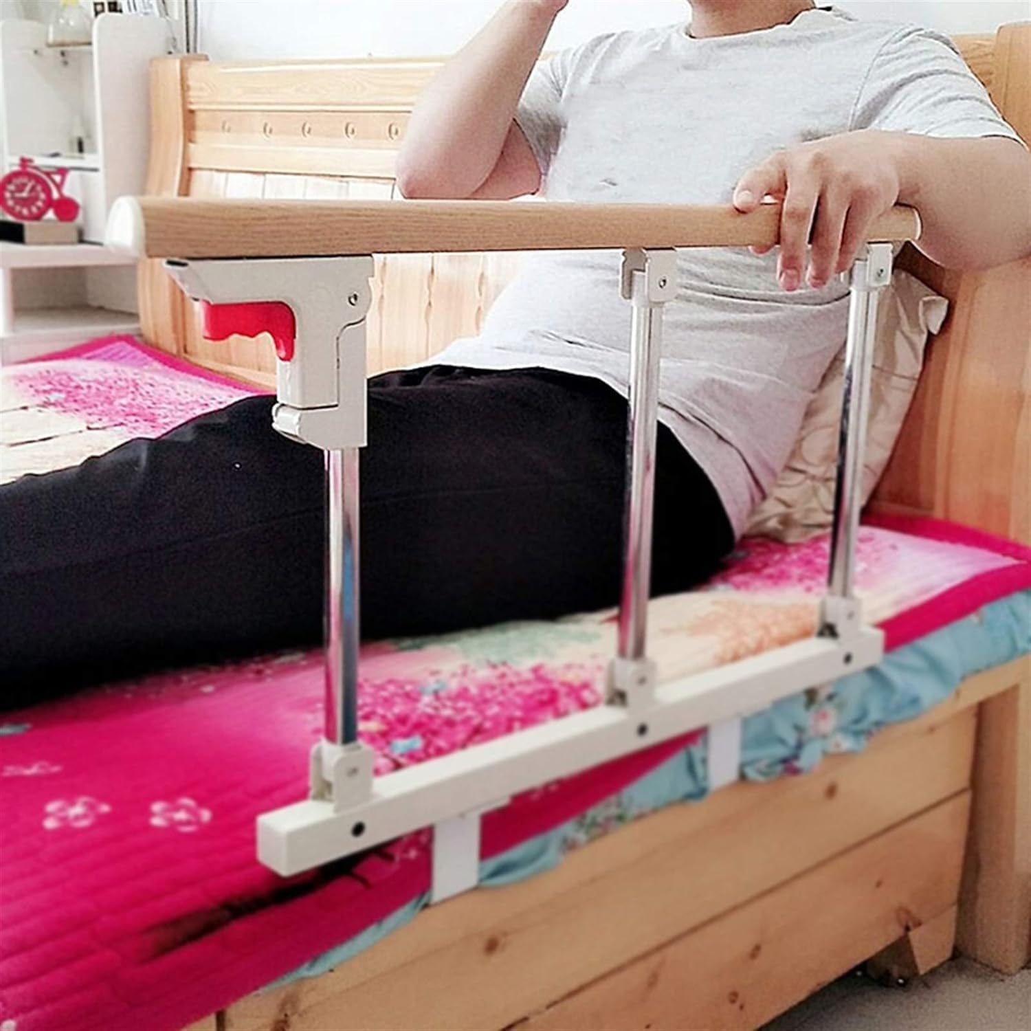 Sponda letto per anziani pieghevole per adulti protezione della maniglia di assistenza di sicurezza paraurti pieghevole per maniglione sul comodino per l'assistenza domiciliare ospedaliera 70