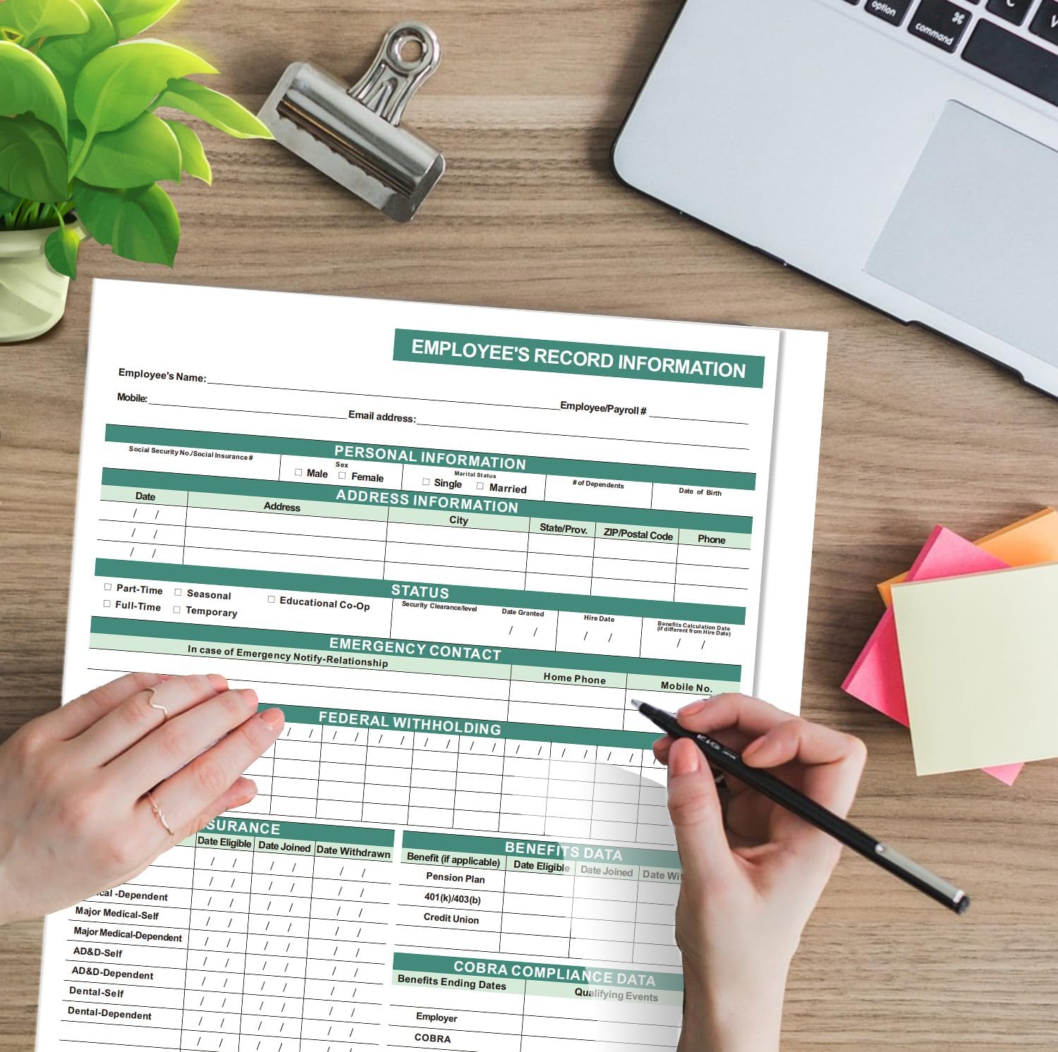 Employee Personnel File Folders,25-Pack, 9.5x11.5 Inch, Letter Size, Heavyweight Cardstock with 2 Secure Pockets,for HR Documents Organization