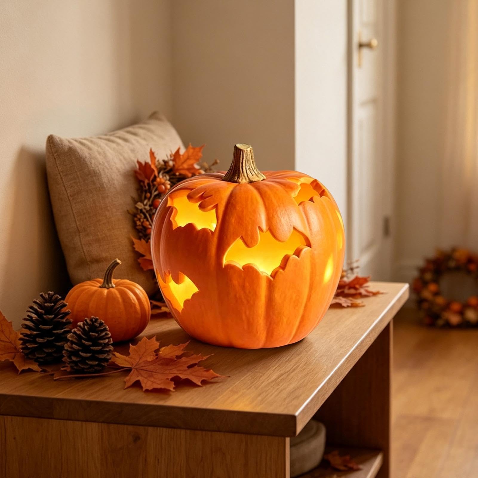 Lanterna a forma di zucca di Halloween, per le vacanze, lampada da tavolo, pensierino per feste | Lanterna a forma di zucca di Halloween, per feste, interni ed esterni, bar, fattoria