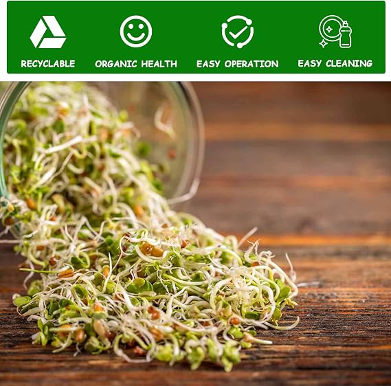 Sprouting Jar Kit, Sprouting Seeds Jar Kit with 1 Wide Mouth Mason Jars, Bean Sprouts Growing Kit, Stands Shading Cloths and Tray for Sprouting Seeds Broccoli Beans(Bar combination)