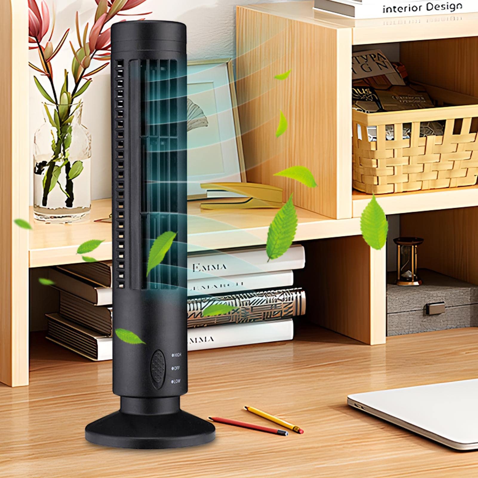 Ventilateur Tour USB Rechargeable - 33 Cm, 2 Vitesses, Sans Lame, Idéal Pour Chambre Et Bureau