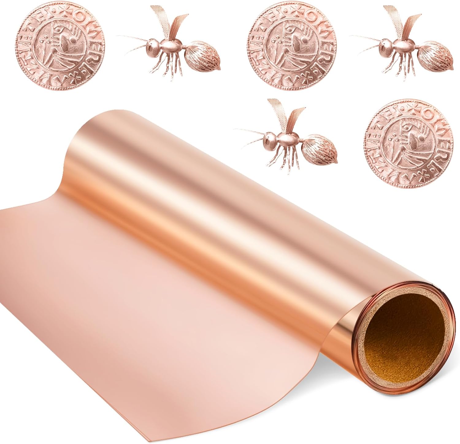 Yaocom 1 Roll Aluminum Metal Crafts DIY Foil 12 Inch x 10 ft x 0.1 mm Thick for Art Project Aluminum Flashing Roll Wide Sheet Multipurpose Metal Sheets for DIY and Crafting Projects (Bronzer)