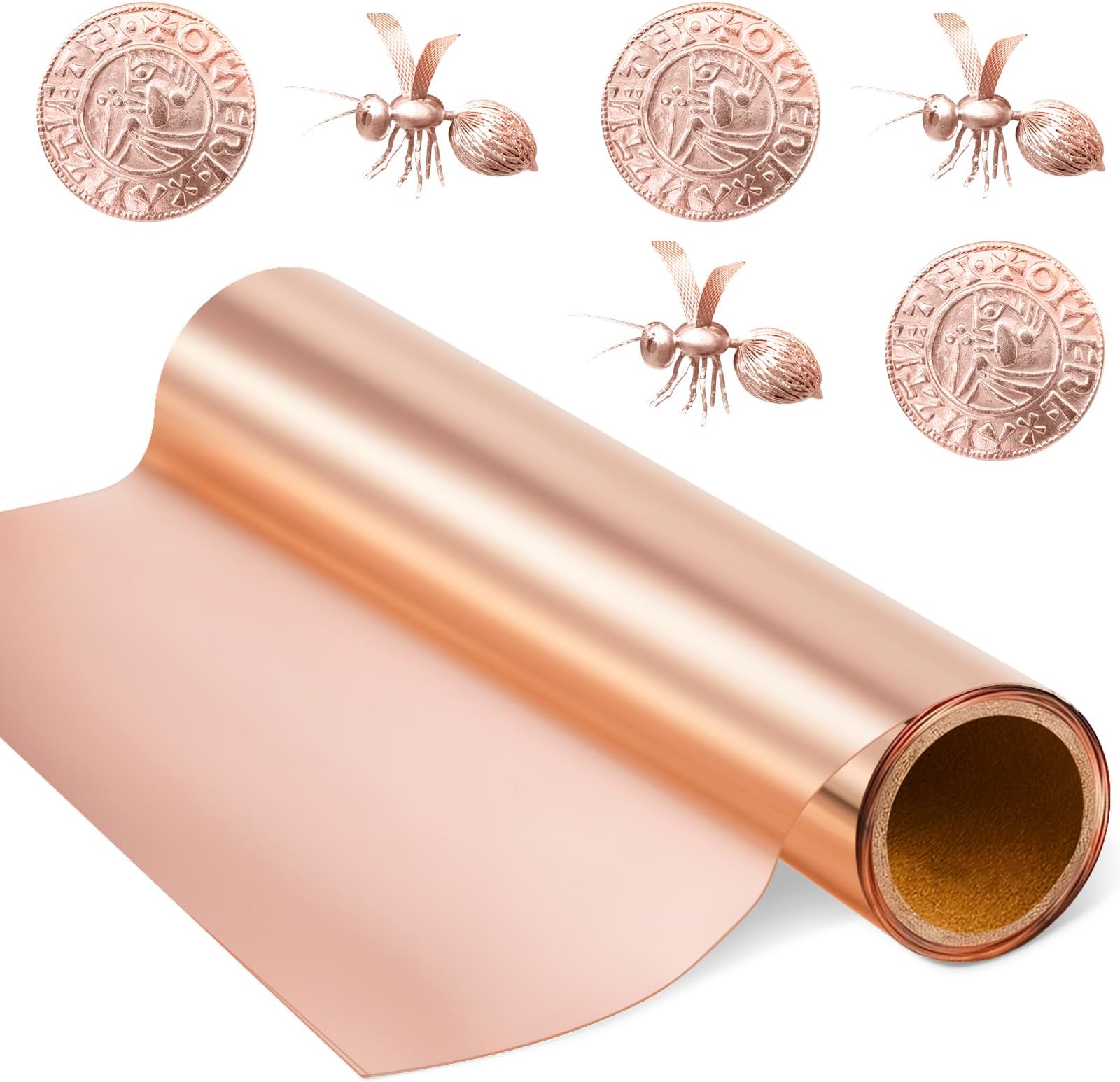 Yaocom 1 Roll Aluminum Metal Crafts DIY Foil 12 Inch x 5 ft x 0.1 mm Thick for Art Project Aluminum Flashing Roll Wide Sheet Multipurpose Metal Sheets for DIY and Crafting Projects (Bronzer)