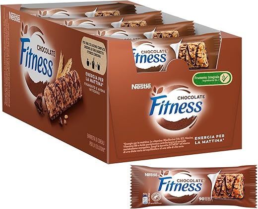 FITNESS Chocolate Barrette di Cereali Integrali con Cioccolato Fondente, 24 barrette da 23,5g (564g)