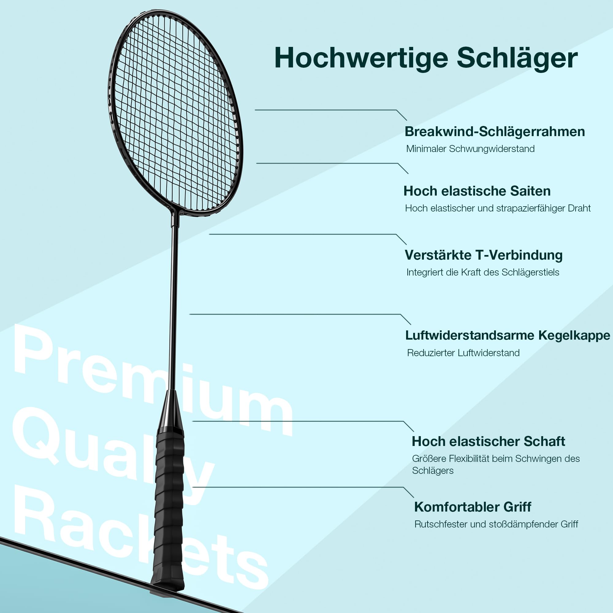 AboveGenius Badmintonschläger-Set, leichtes und langlebiges Badminton-Set (enthält 6/12 Schläger, 6/12 Vögel), Outdoor-Hinterhof- und Schulspiele für Erwachsene, Teenager, Familien und Anfänger