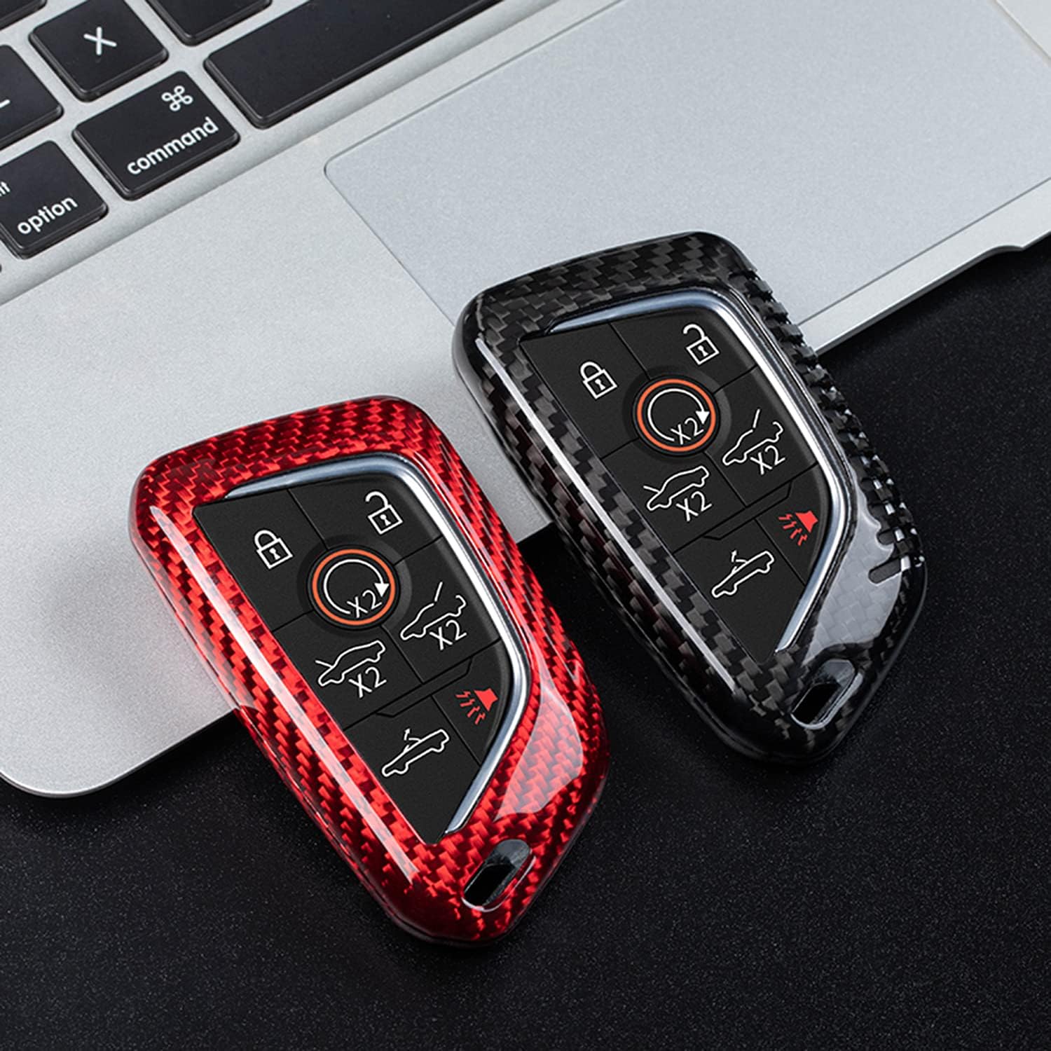 Genuine Carbon Fiber Key Fob Cover for Chevrolet Corvette C8 2020-2023 Smart Car Remote Key Fob Case for Men Women - Black