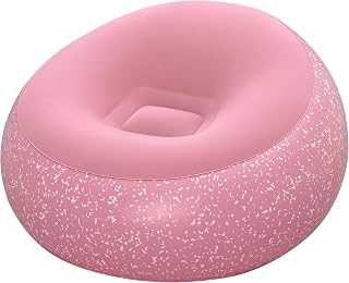 Bestway Inflate-A-Chair Luftsessel 112x112x66 cm Pink – Aufblasbarer Sessel für Indoor & Outdoor, Loungesessel mit Samt-Oberfläche, Gaming Sessel aus robustem Vinyl für 1 Person