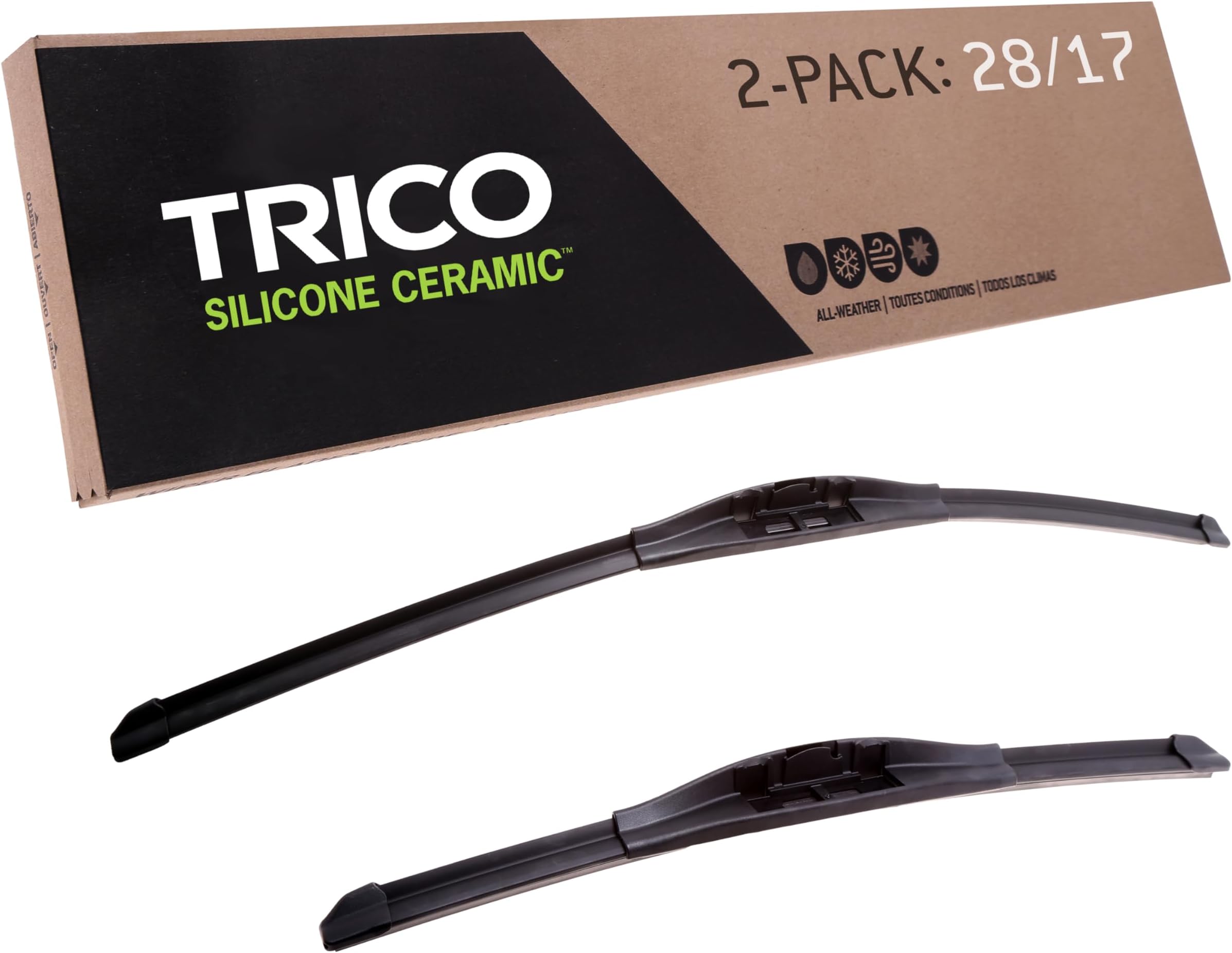 TRICO Silicone Ceramic Automotive Replacement Windshield Wiper Blade, Ceramic Coated Silicone Super Premium All Weather includes 28 inch & 17 inch Beam blades for Select Nissan/Ferrari (90-2817)