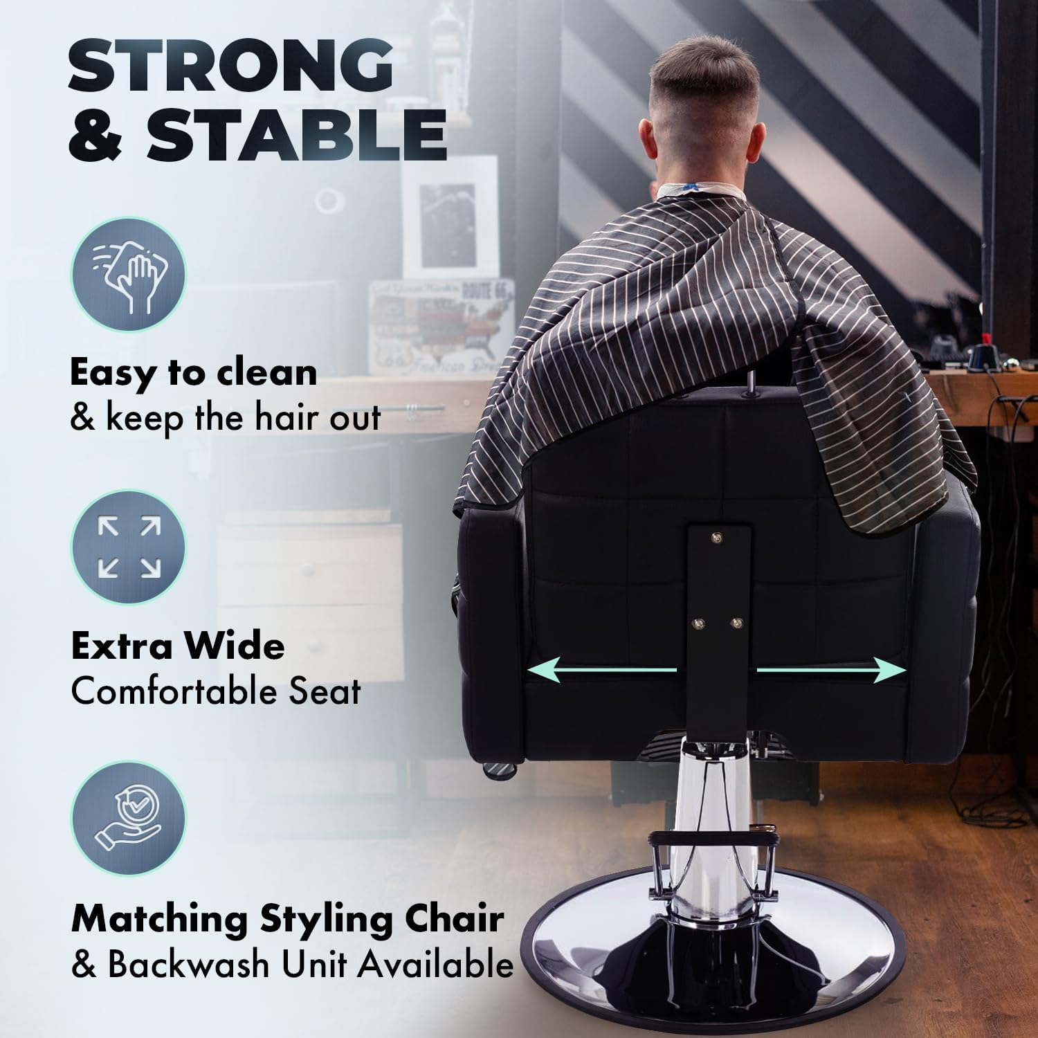 Buy-Rite Icon Reclining All-Purpose Salon Chair - Hydraulic Lift, Extra Wide Seat, Removable Headrest & Spring-Loaded Backrest for Professional Stylists, Barbers, and Beauty Services, YLG-192A