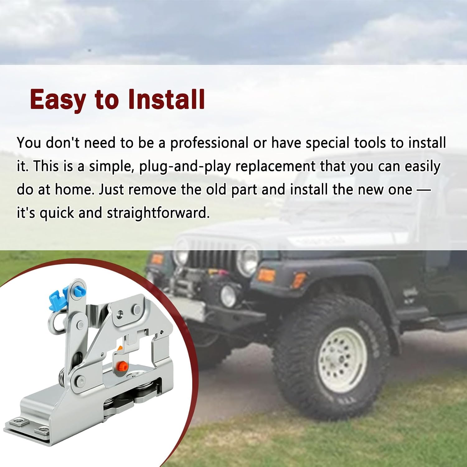 55074947AC Tailgate Latch Lock Liftgate Rear Door Latch Fit for Jeep Wrangler YJ TJ 1991-2006 Replace 55074947AB 55074947