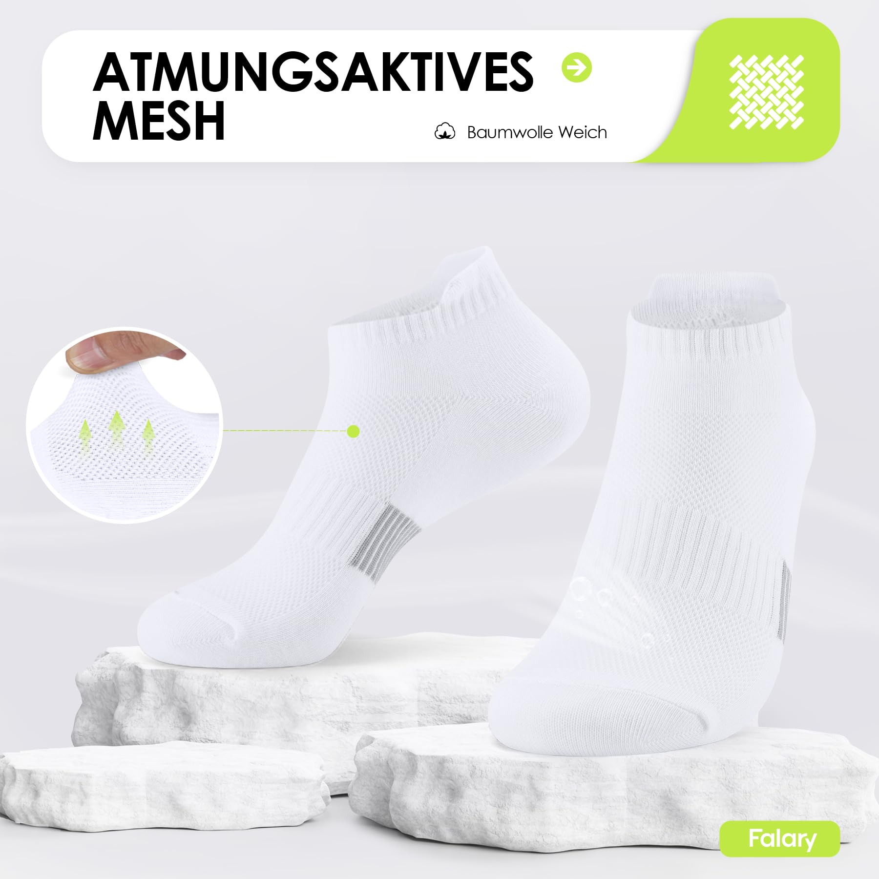 FALARY Calzini sportivi Calzini da ginnastica Uomo e donna 8 paia Calzini da corsa Calzini in cotone traspiranteCalzini alla caviglia Calzini lunghi Taglia 35-50 Nero Bianco