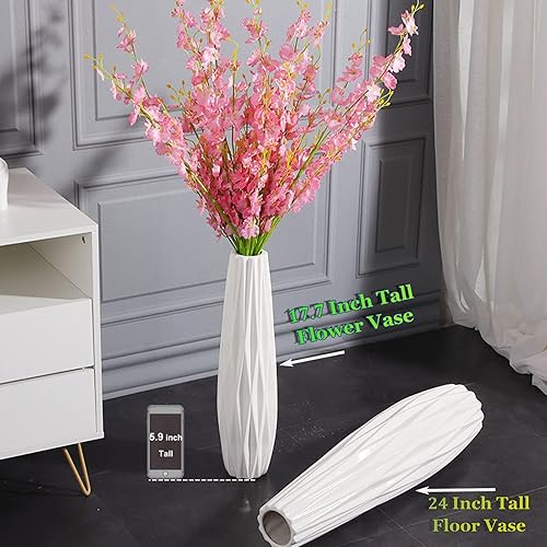 Miniatura 2 de Jarrón de cerámica blanca de 177 pulgadas de alto florero decorativo para centros de mesa estantes decoración del hogar arreglo de flores secas