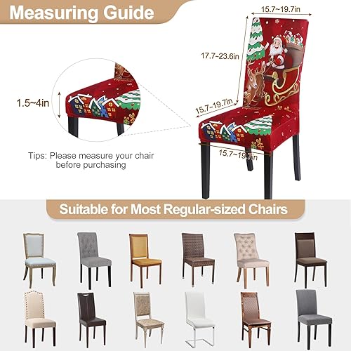 Vista 27 de SearchI - Fundas de silla para comedor, fundas de asiento elásticas, protectores de funda para sillas, funda lavable para sillas sin reposabrazos