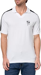 KARL LAGERFELD Men's Straight Collar Contrast Trim Karl Character Graphic Design Polo