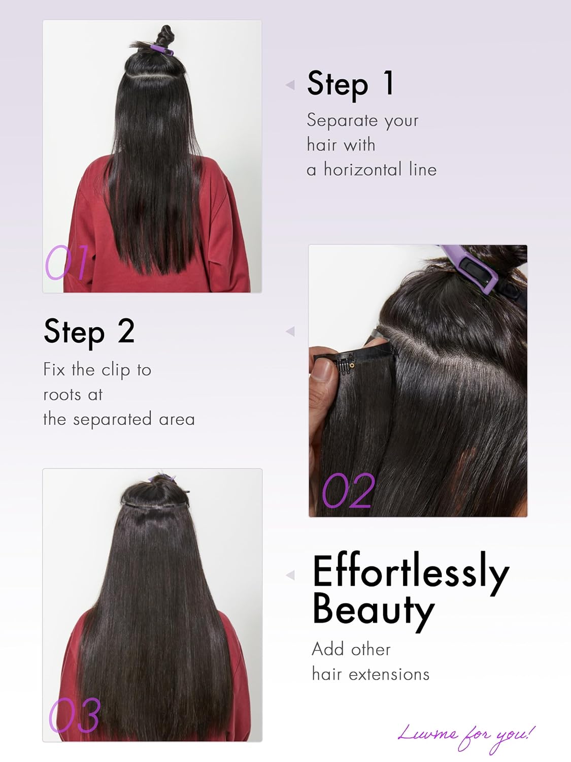 LUVME HAIR Clip in Hair Extensions Real Human Hair Fullness with 1 Pack 135g Silky Straight Thick Natural Black Hair Extensions Clip ins 7pcs 16clips 20 inch Hair