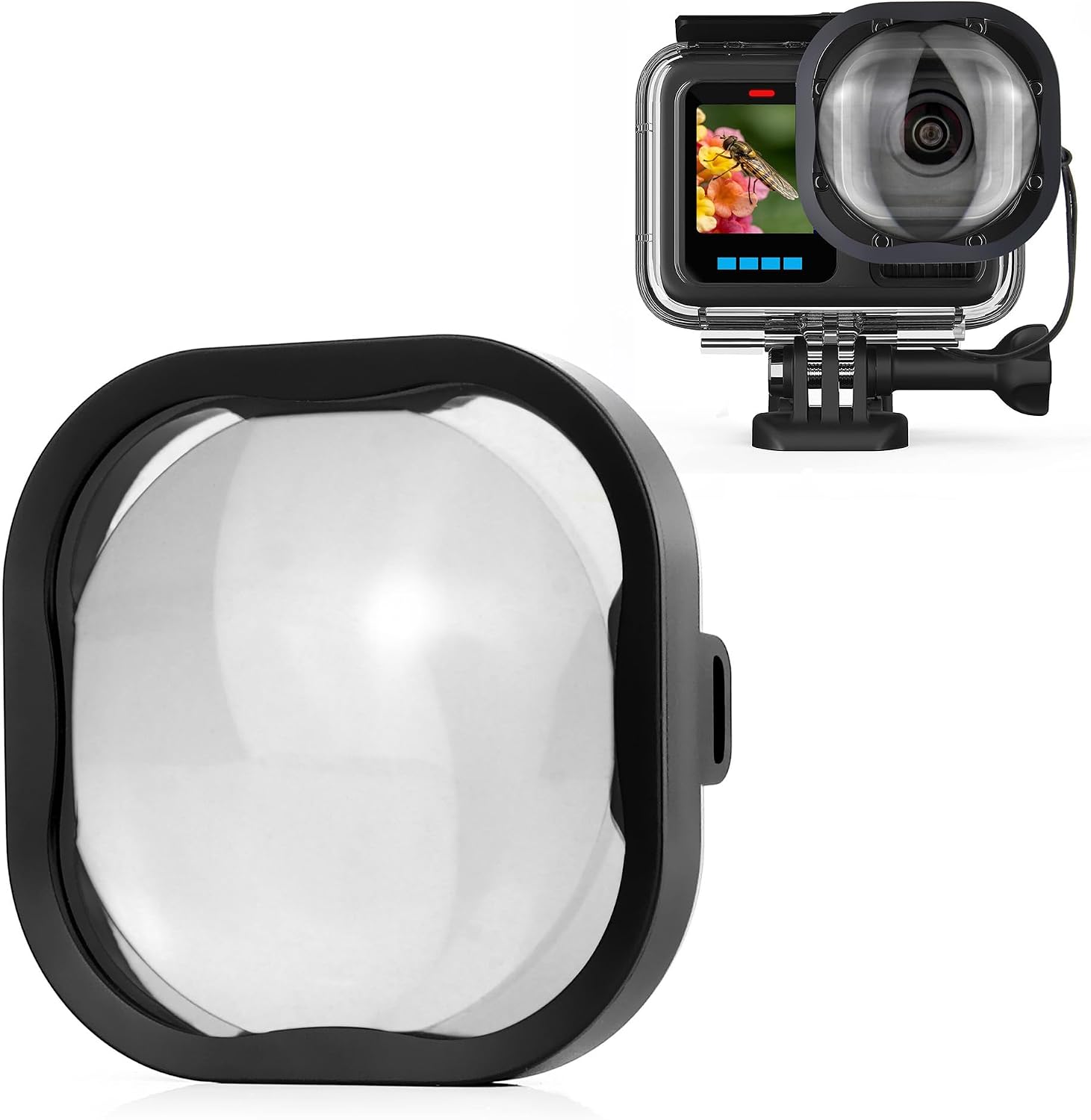 SOONSUN 5X Macro Lens Filter Compatible with GoPro Hero 13 12 11 10 9 8 Black, HD Glass Close-Up Macro Lens for Official Waterproof Housing, Scuba Diving Underwater & Land Photography