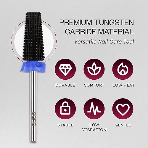 Miniatura 92 de PANA Broca de carburo de uñas 5 en 1 – Uso de rotación bidireccional para zurdos y diestros – acrílico de eliminación rápida o gel duro – vástago