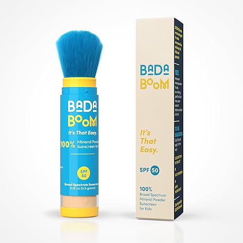 Bada Boom Polvo protector solar translúcido mineral, cepillo en SPF 50 para niños y piel sensible