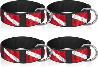 Eccliy 4 Pcs Scuba Diving Wrist Straps Adjustable Wristband with Stainless Steel D Ring Sticky Scuba Diving Accessories for Lights Flashlights Cameras Compass Dive Slates Diver and Snorkelers Gifts