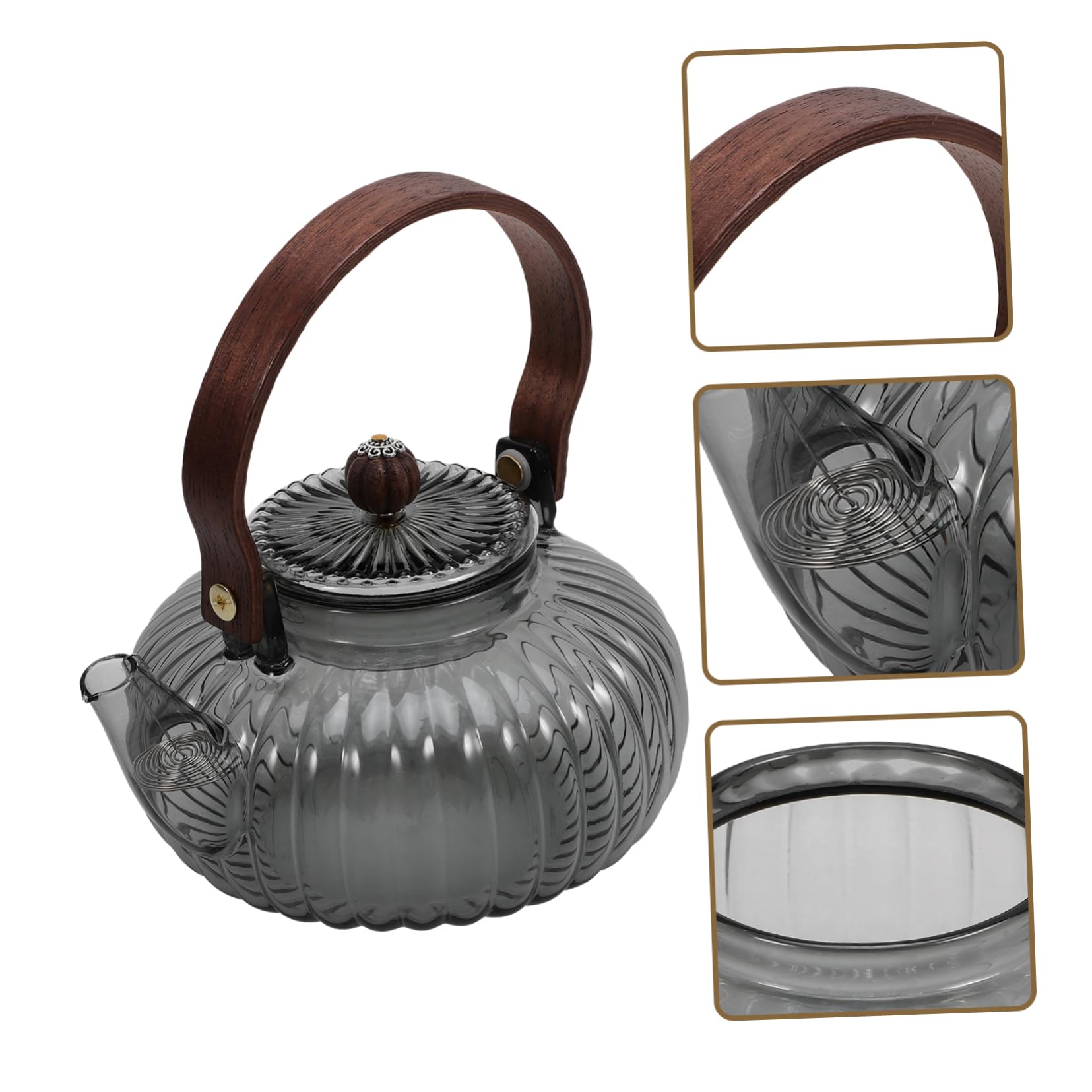 ULTECHNOVO 2piezas Tetera De Vidrio Con Asa Para Infusiones De Té Suelto Para Casa y Oficina Diseño Elegante y Práctico