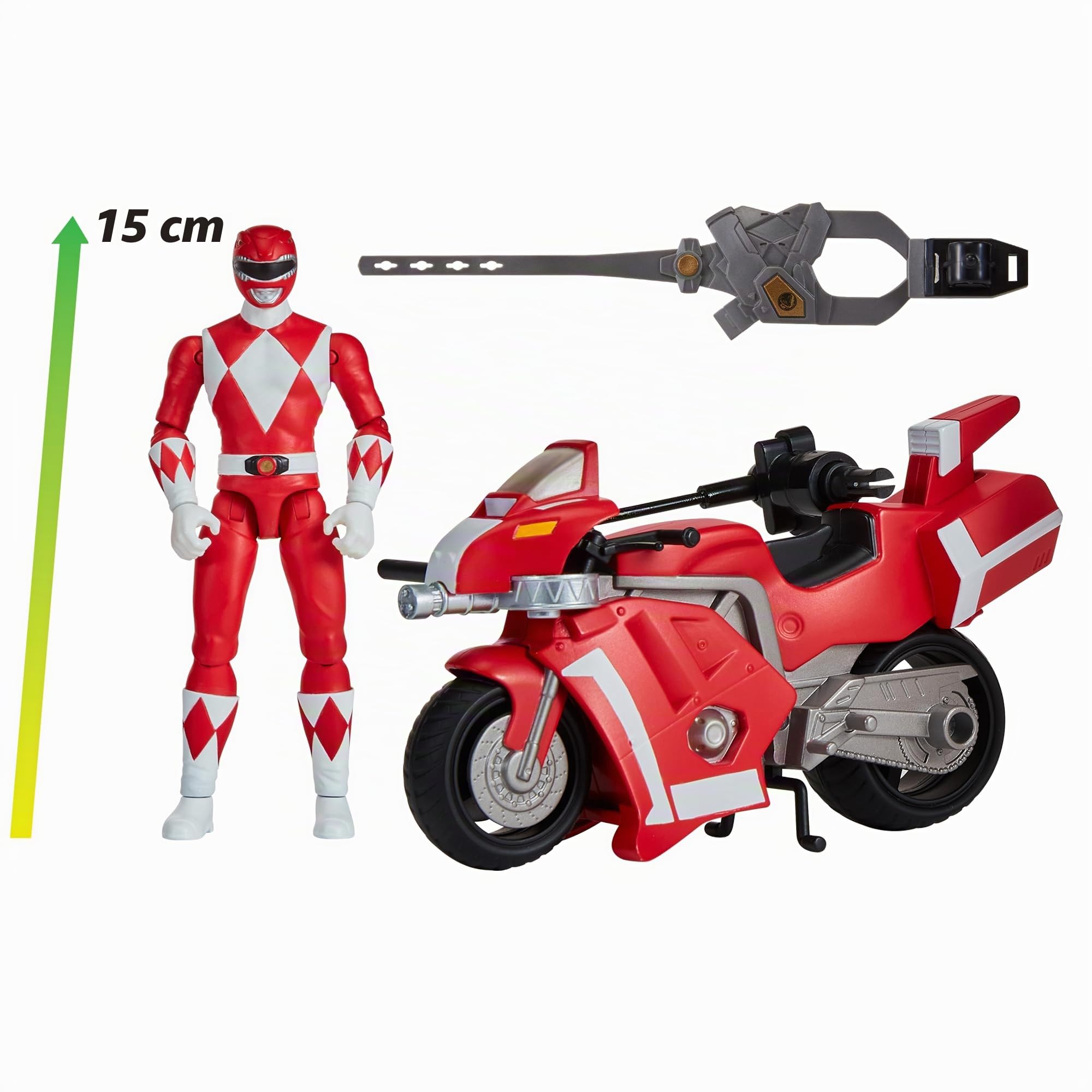 Power Rangers, Vehículo Deluxe, con Figura de 15 cm, Ranger Rojo - Jason Lee Scott, para niños a Partir de 4 años, PWG04