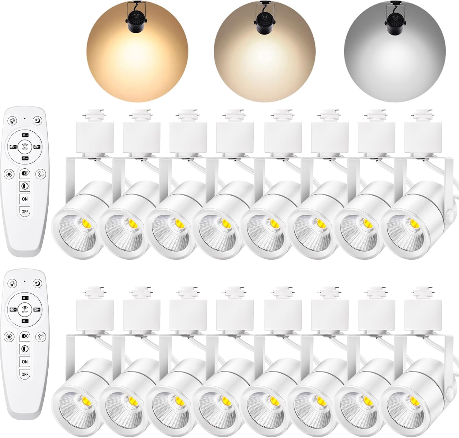 White Track Lighting Heads H Type LED Track Light Heads Dimmable Rail Ceiling Spotlight Fixtures Accent Art Task,2700K-6500K Stepless Dimming,Flicker Free CRI90+ 24°10W 1000LM,16 Pack