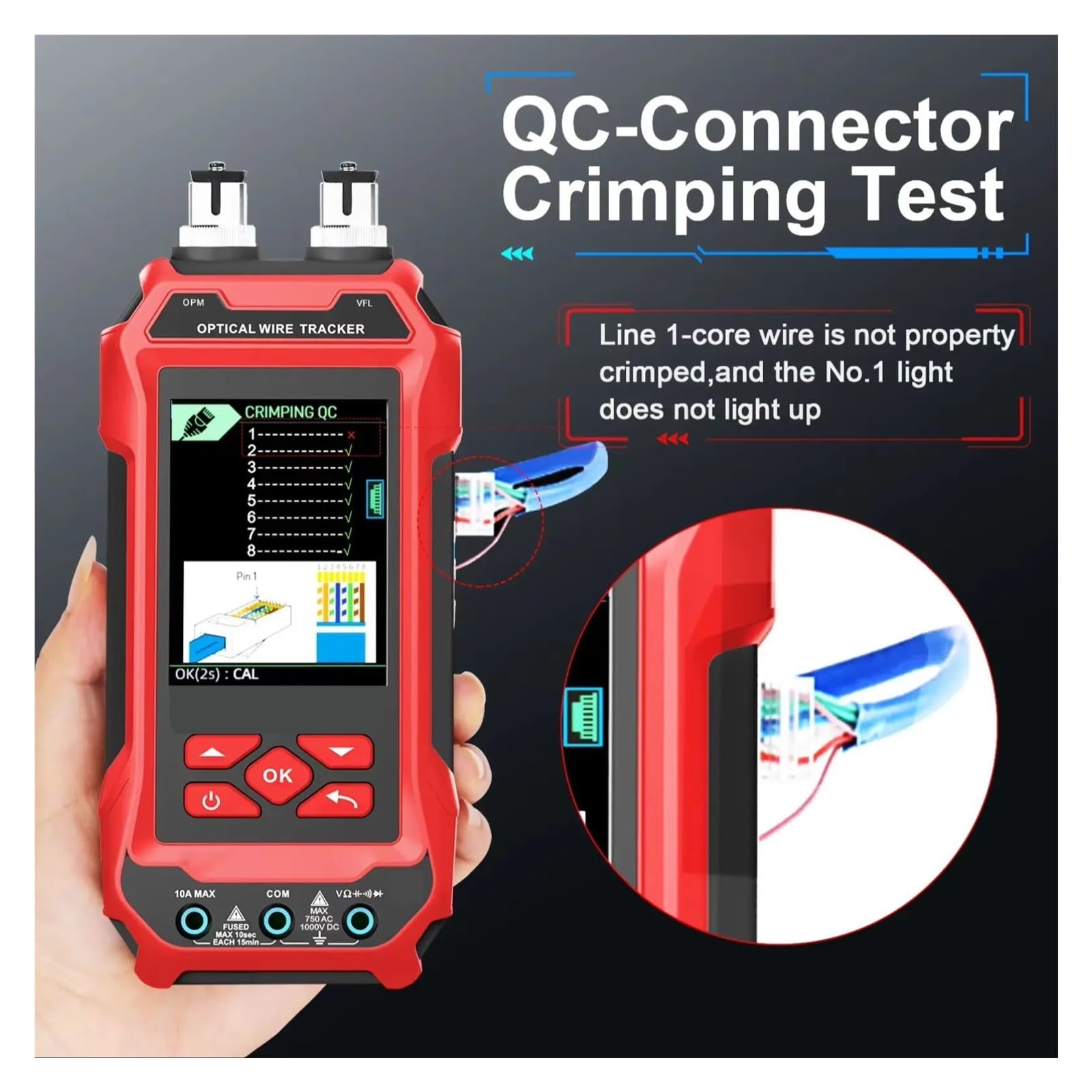 Multifunktionaler Netzwerkkabeltester Multimeter Optischer Leistungsmesser Fehlerorter 4 In 1 Leicht Und Tragbar