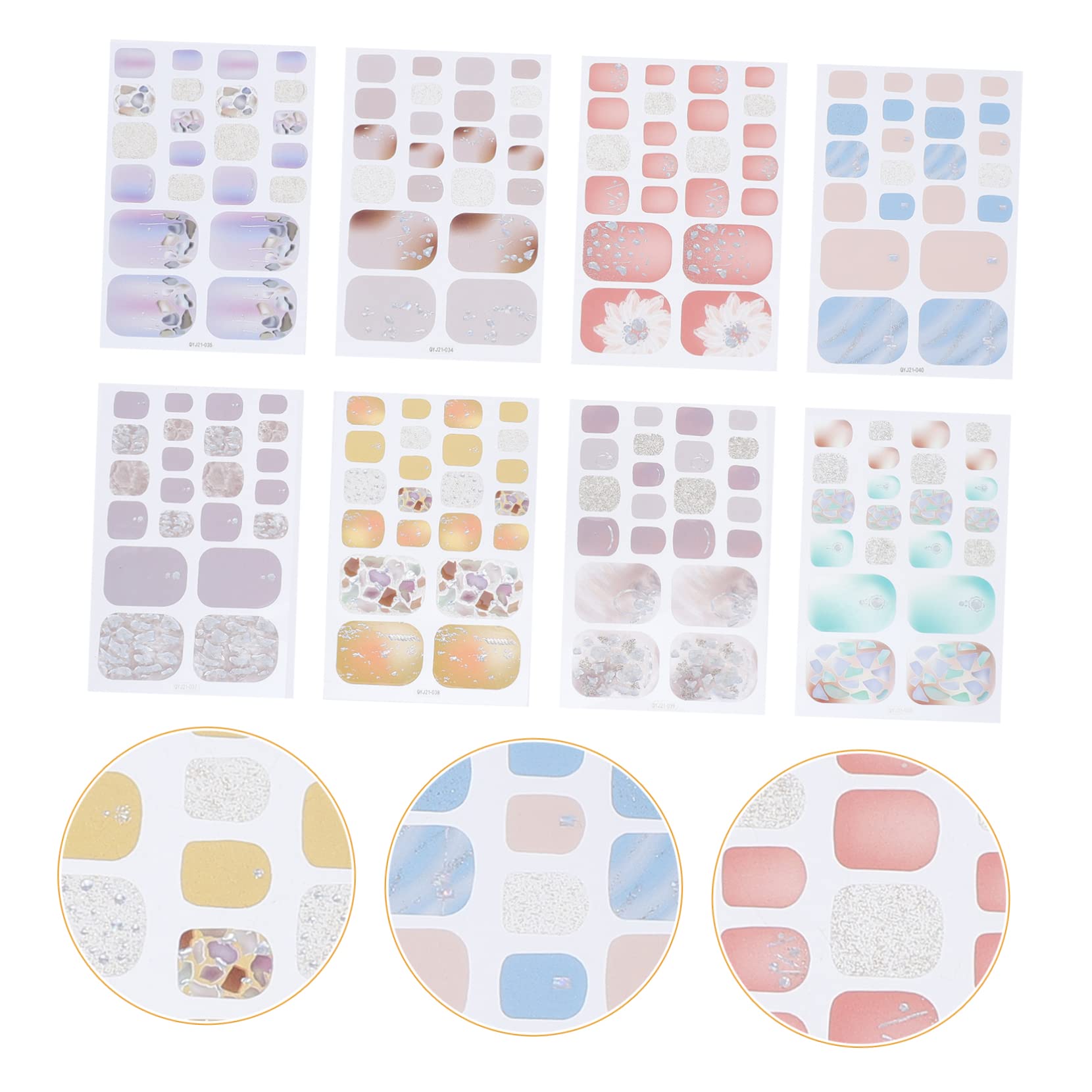 5 Set Adesivi Per Unghie Autoadesivi Decorativi Per Unghie Dei Facili Applicare Per Manicure Te Per Donne E Amiche 8 Fogli*5