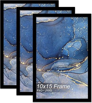 Fxojyvo 10x15 Picture Frame Set of 3, Black Frame for 10 x 15 Inch Picture Poster Photo, Light Weight and High Transparent 10 by 15 Frame for Wall - 3 Pack/Black/10 x15