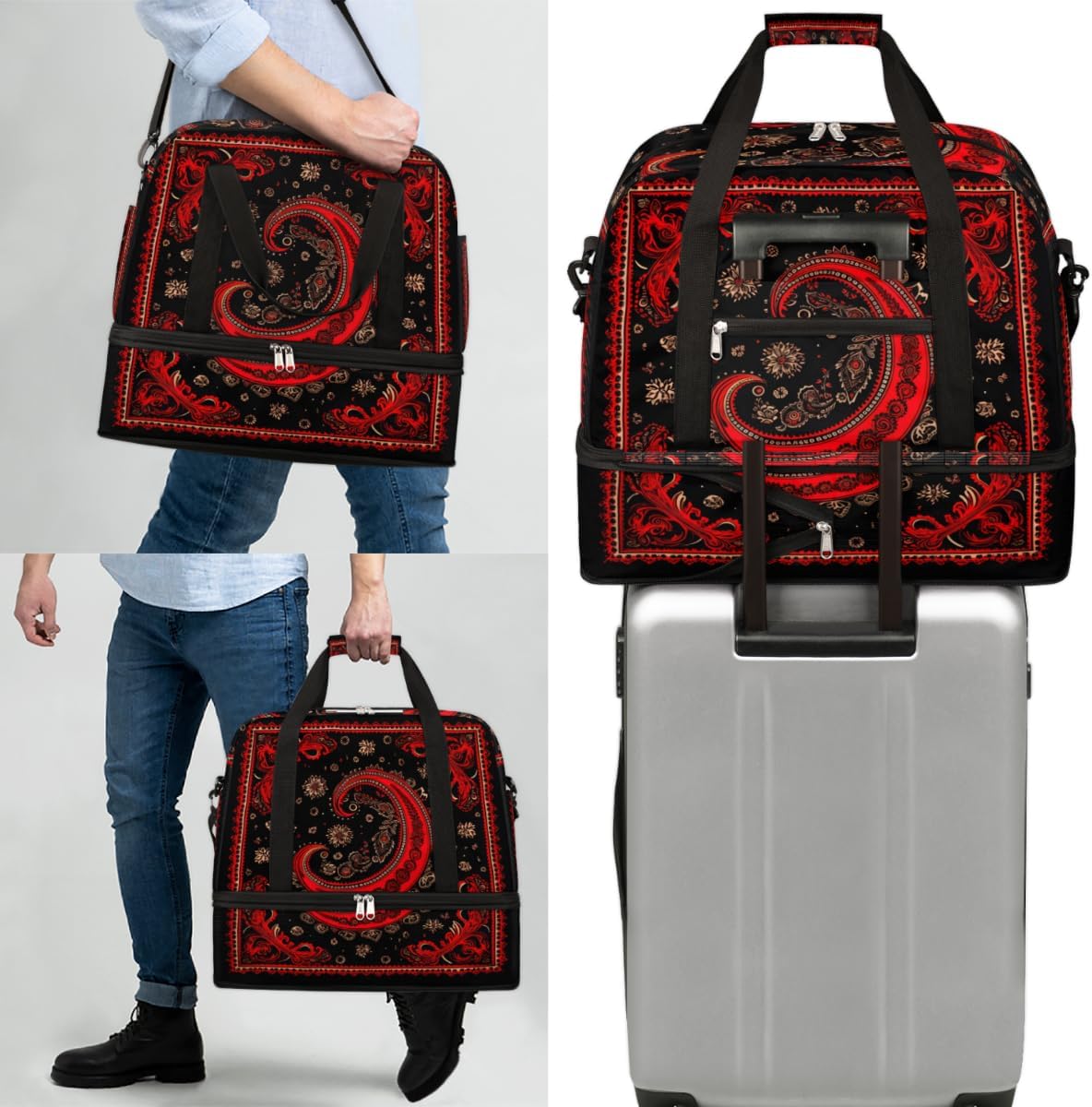 QsirBC The Cartoon Classic Theme Gym Bag for Women Duffle Tote with Shoes Compartment Men Weekender Duffel for Dance Travel Sports Swimming Overnight
