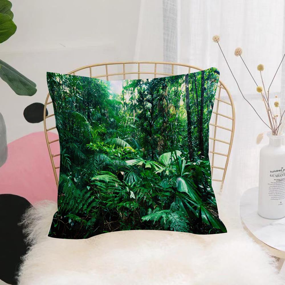 Hyosxw Opical Jungle Rainforest Palm Trees And Exot - A9 Cushion Cover,Throw Pillow Case Home Decorative For Living Room Bedroom Sofa Chair 18X18 Inch,Opical Jungle Rainforest Palm Trees And Exotic Plants Dense Green Leaves,Pillowcase 45X45cm