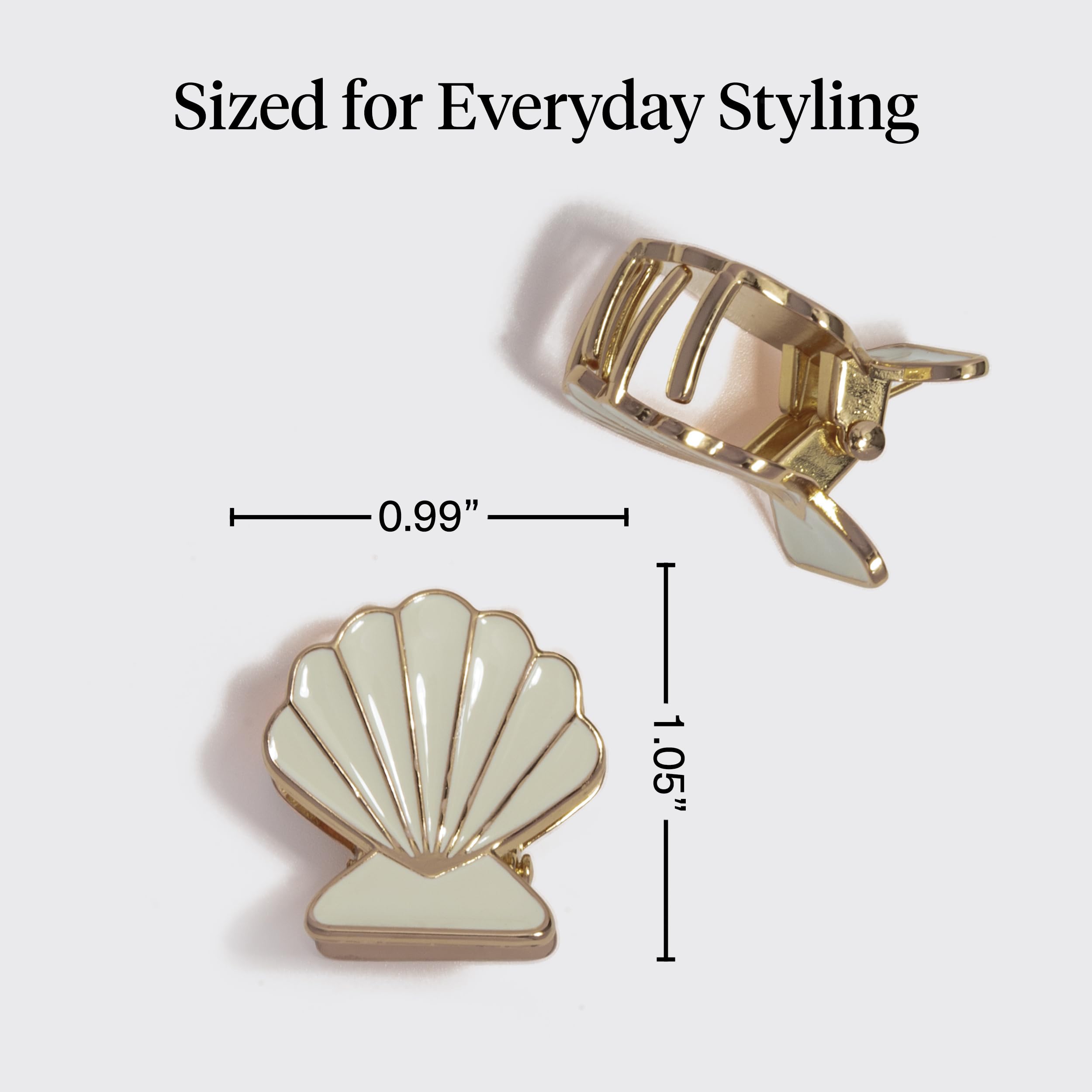Kitsch Pinzas para el pelo de concha de almeja, lindas pinzas para el pelo inspiradas en la playa, accesorios de metal para el cabello de sujeción fuerte durante todo el día para mujeres, elegante