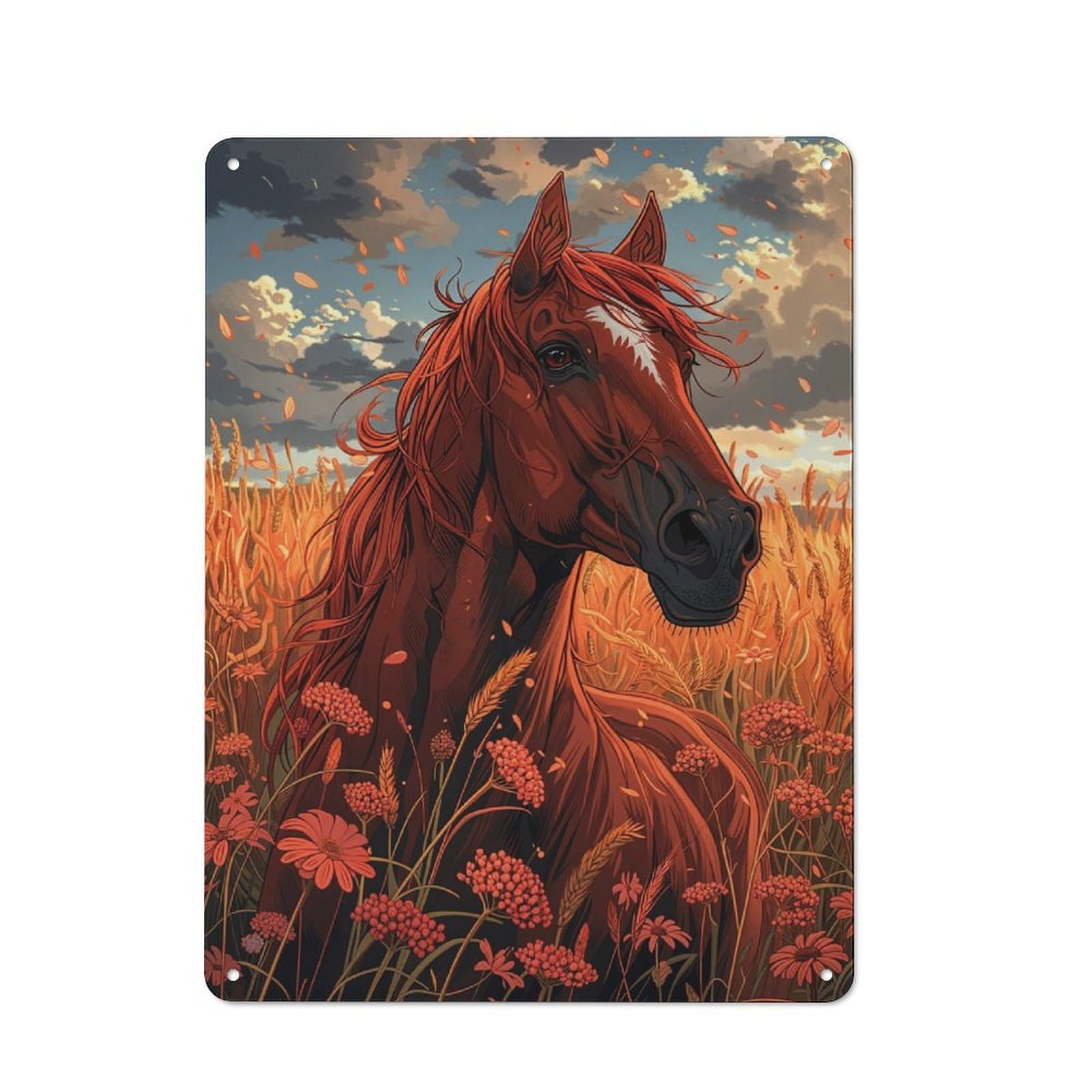 Junmoney Horse In A Field Shop Front Style Cafe Metal Sign 40X30cm, Bistro Wall Plaque For Tea Room, Shop Wall Or Breakfast Area