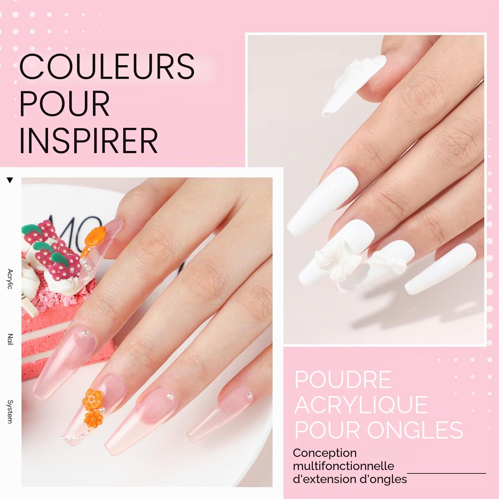 COSCELIA Kit Ongle Acrylique Complet,27 Couleurs Poudre Acrylique pour Ongles 6PCS Vernis Semi Permanent Vernis Poudre Decoration Nail Art Design Chablon Ongle Kit Cadeau pour Débutants