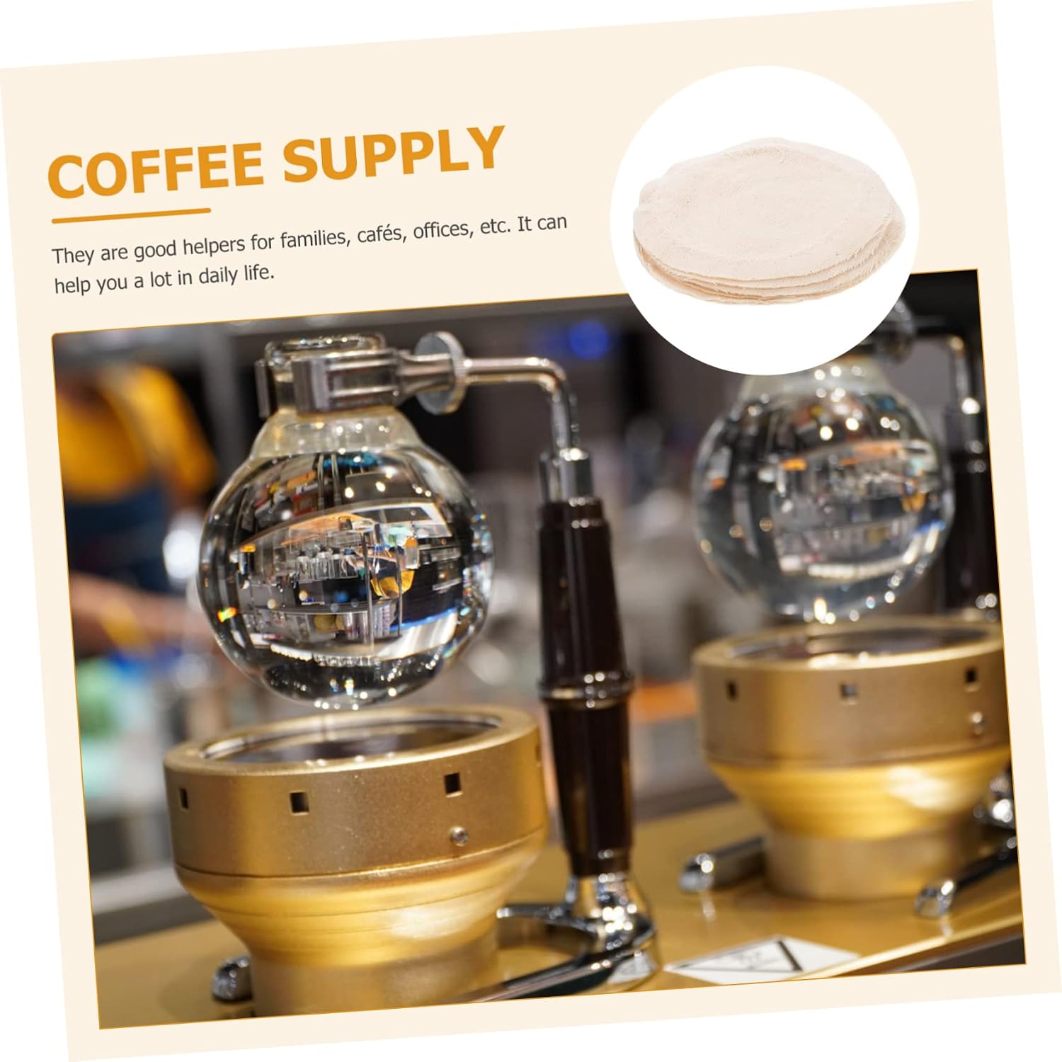 Housoutil 80pcs Coffee Maker Siphon Filter Cloth Replacement Easy to Clean Espresso Filter for Home and Offices Convenient Coffee Brewing Accessories