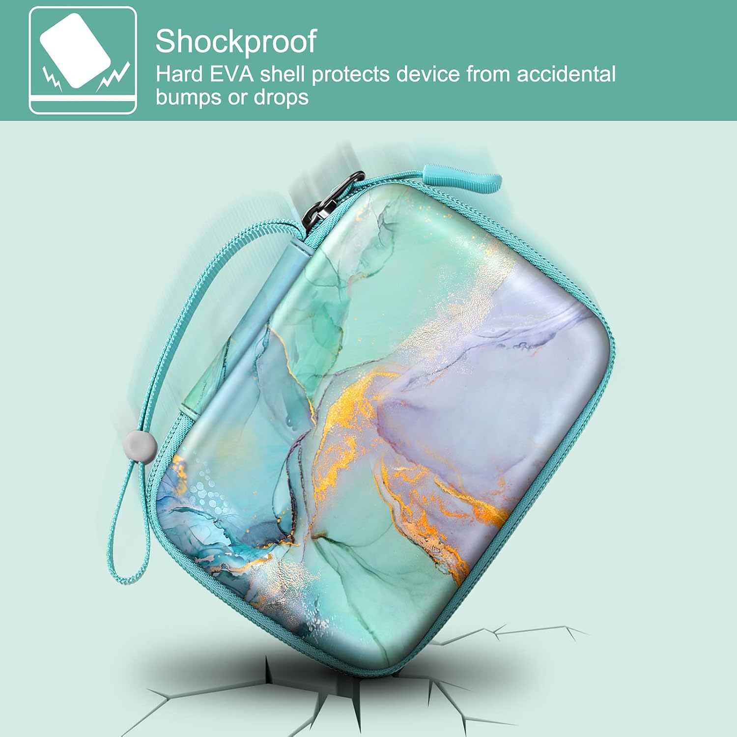 Fintie Kids Camera Case Compatible with Seckton/GKTZ/WOWGO/OMZER/Suncity/Agoigo/Ourlife/Rindol/Unicorn Toys Digital Camera, Hard Carrying Bag with Inner Pocket & Removable Strap, Emerald Marble : Electronics