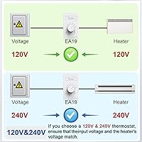 Vista 4 de 2 piezas YeloDeer de doble voltaje (110 V-265 V) 4 hilos manual eléctrico zócalo calentador termostato para el hogar