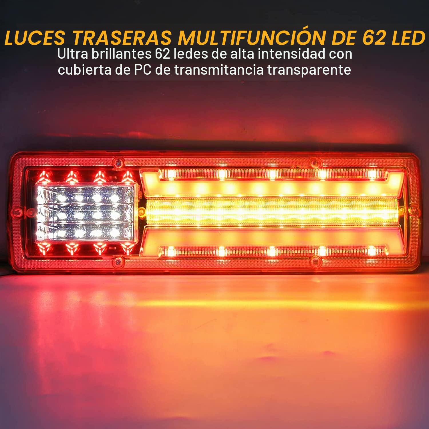 2PCS Pilotos Traseros Remolque LED,62LED Faros Traseros de Remolque 24V Luces Traseras Remolque LED Homologados para Camiones, Furgonetas, Caravanas