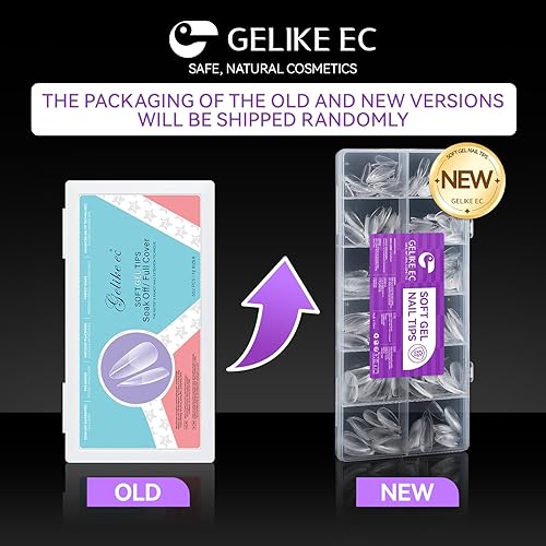 Miniatura 8 de Gelike EC Kit de puntas de uñas de gel suave de cobertura completa para extensiones de uñas remojadas, 550 puntas de gel cuadradas medianas
