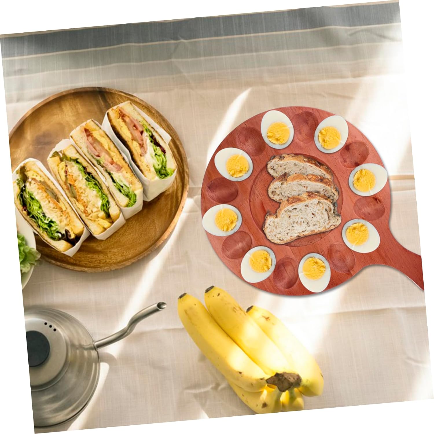 SHOWERORO Deviled Egg Tray Multiple Compartments for Easy Organization Wooden Serving Platter for Home and Restaurant Use for Easter and Celebrations
