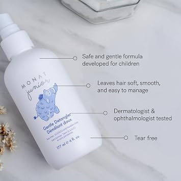 MONAT JuniorTM Gentle Detangler - Safe and tear free Hair Detangler Spray for children. All Natural Tear-free, Sulfate & Paraben-free- Net Wt. 177 ml e / 6 fl. Oz.